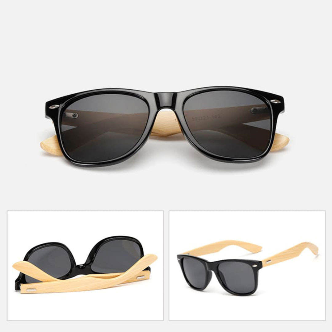 polarized wood frame sunglasses